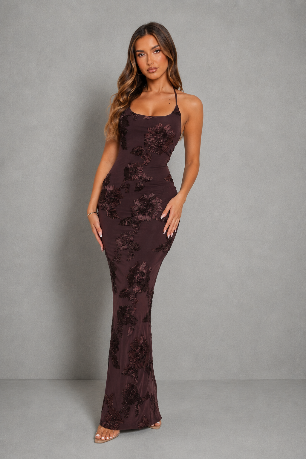 Isla Bennett Halter Backless Homecoming Dress