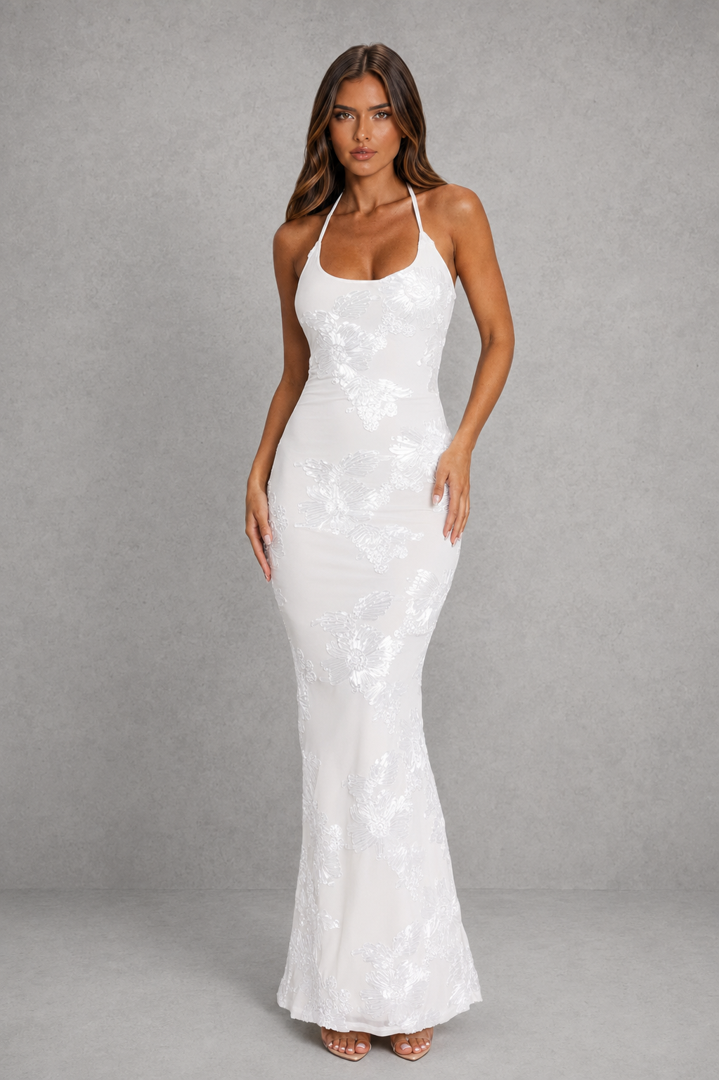 Isla Bennett Halter Backless Homecoming Dress