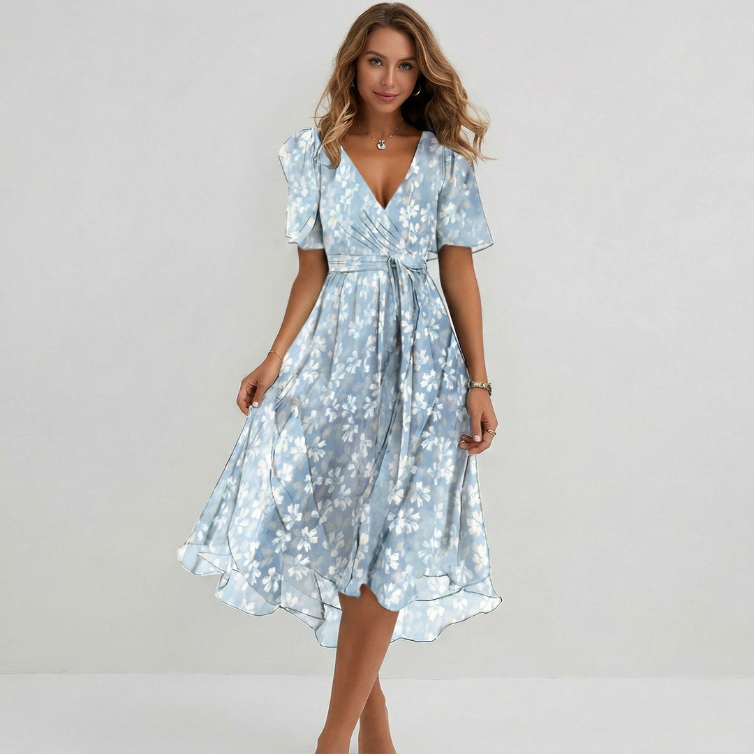 Isabella Marchetti Floral Wrap Wedding Guest Midi Dress