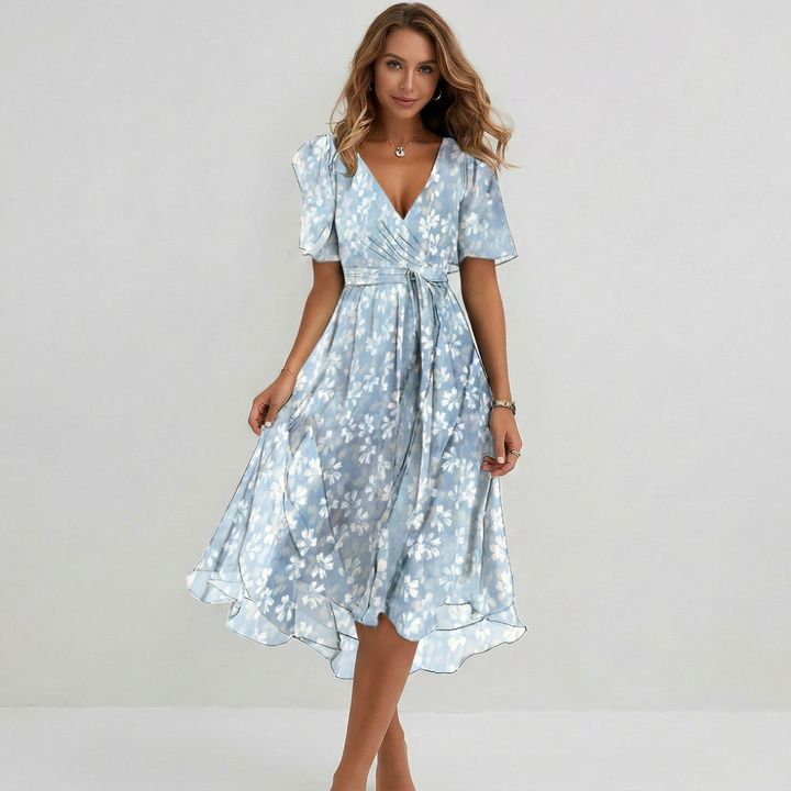 Isabella Marchetti Floral Wrap Wedding Guest Midi Dress