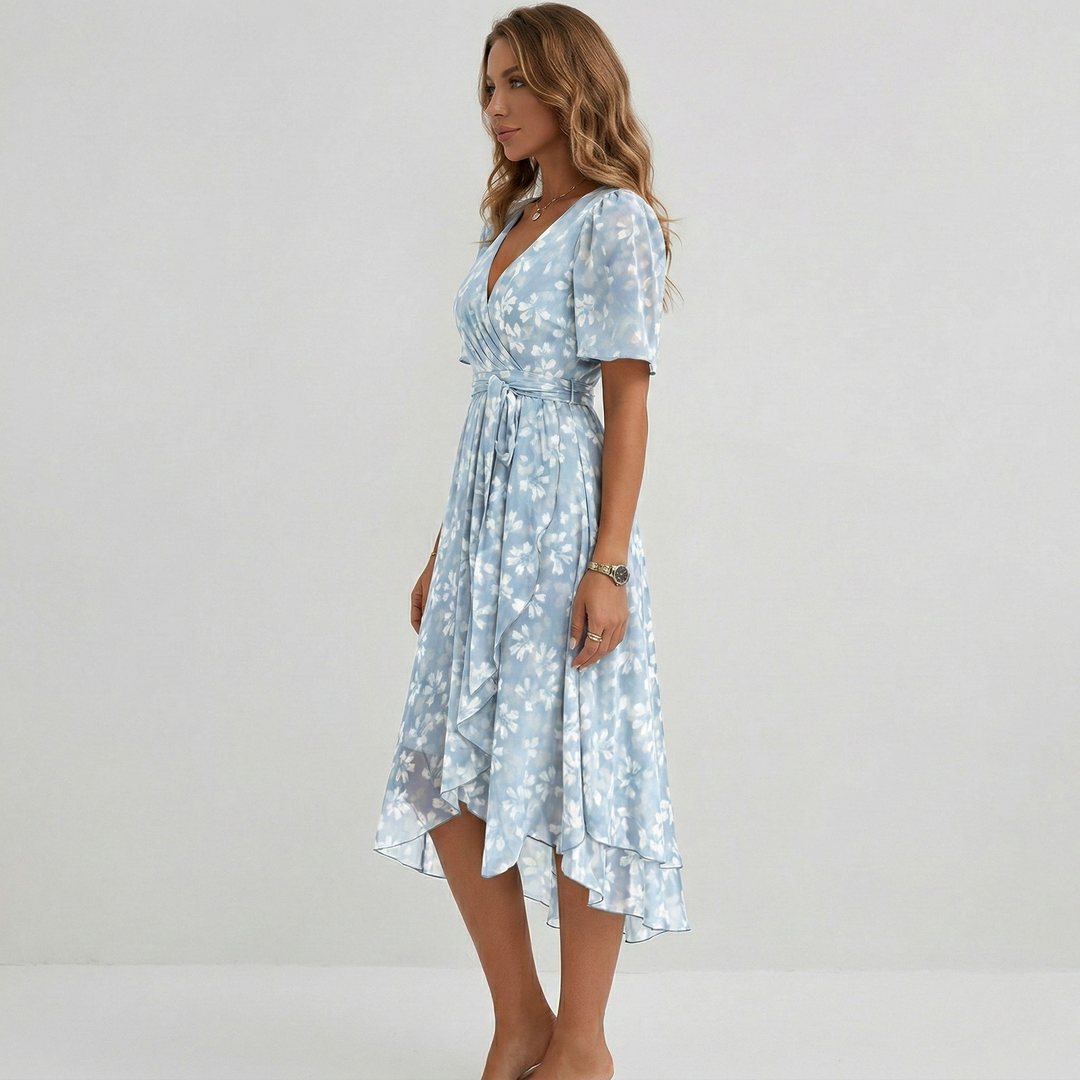 Isabella Marchetti Floral Wrap Wedding Guest Midi Dress