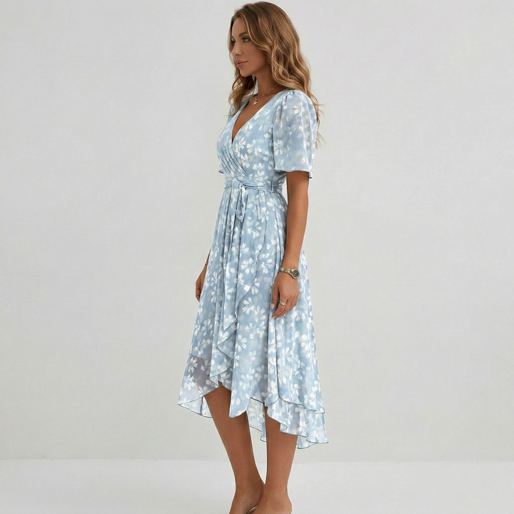 Isabella Marchetti Floral Wrap Wedding Guest Midi Dress