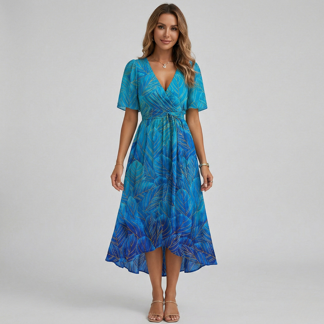 Isabella Marchetti Floral Wrap Wedding Guest Midi Dress