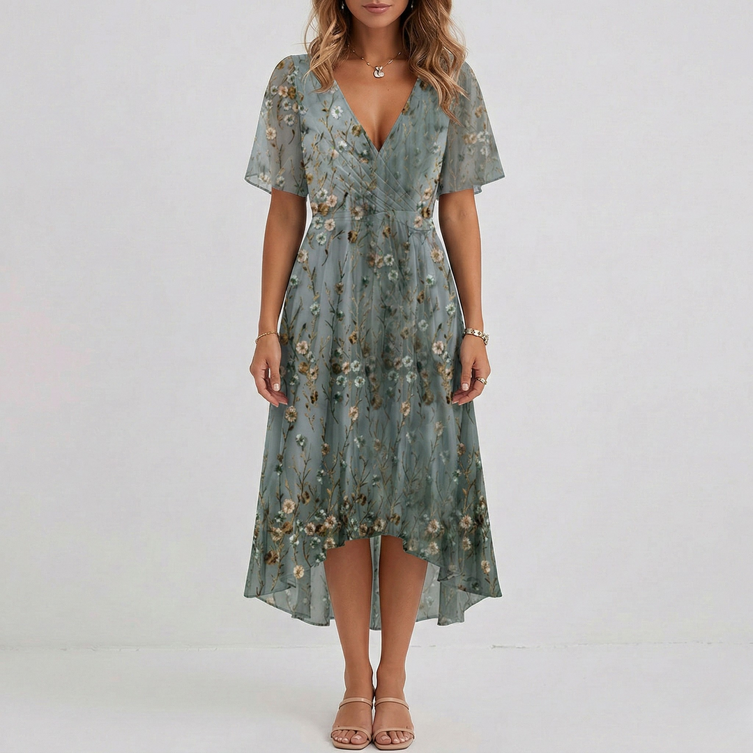 Isabella Marchetti Floral Wrap Wedding Guest Midi Dress