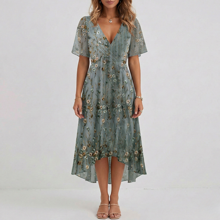Isabella Marchetti Floral Wrap Wedding Guest Midi Dress