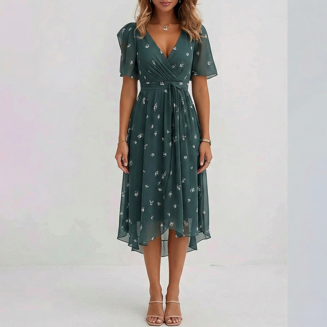 Isabella Marchetti Floral Wrap Wedding Guest Midi Dress