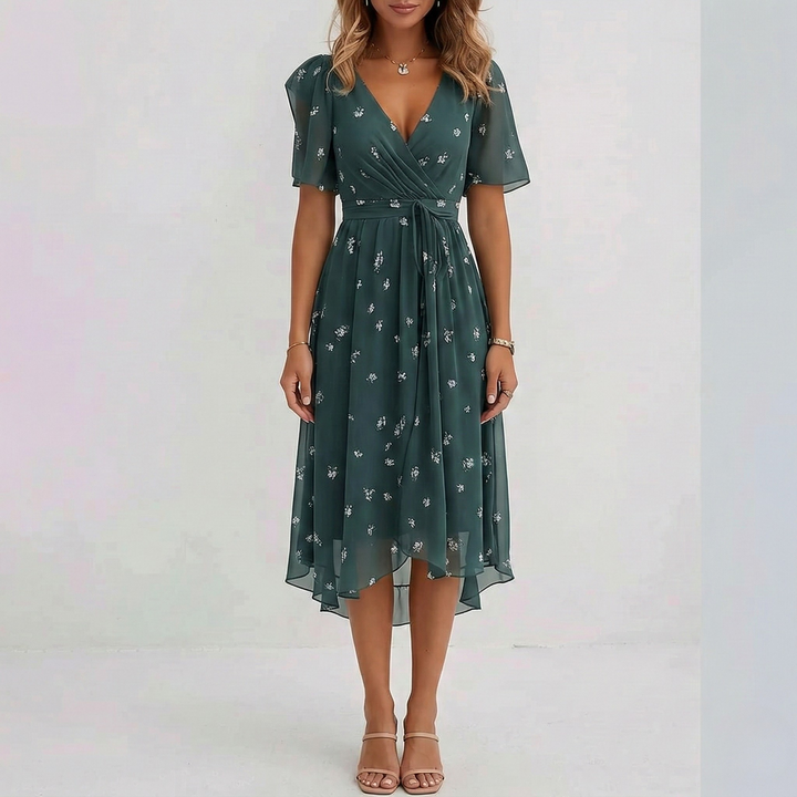 Isabella Marchetti Floral Wrap Wedding Guest Midi Dress