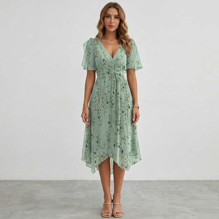 Isabella Marchetti Floral Wrap Wedding Guest Midi Dress