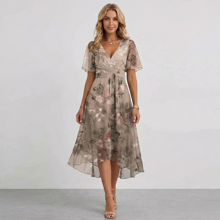 Isabella Marchetti Floral Wrap Wedding Guest Midi Dress