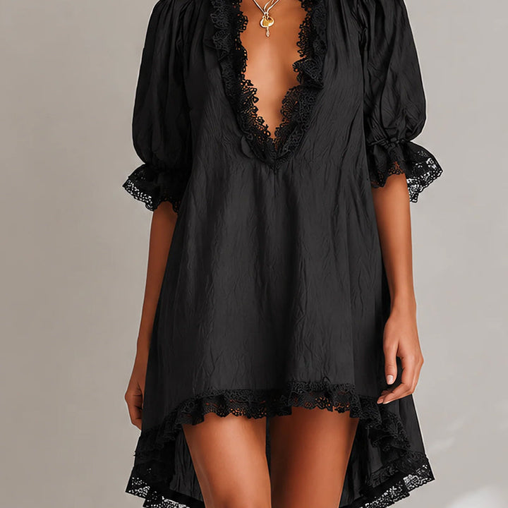 Colette Bianchi Lace V Neck Mini Dress
