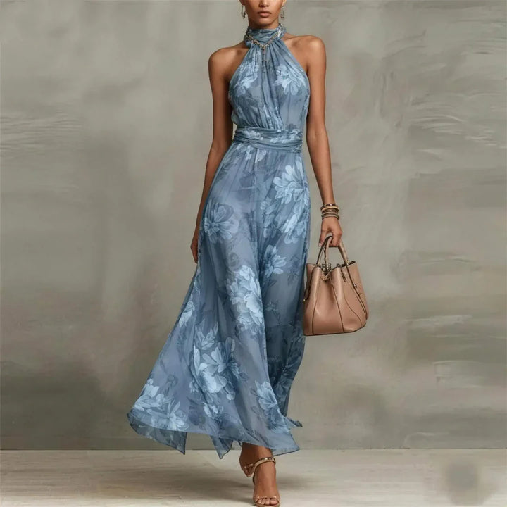 Serafina Ricci Floral Halter Wedding Guest Maxi Dress