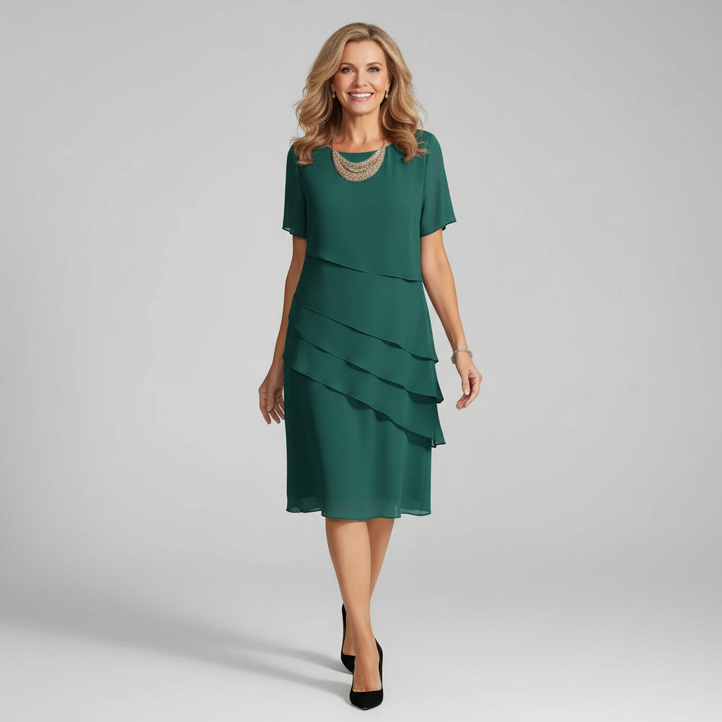 Noemi Beaumont Chiffon Wedding Guest Midi Dress