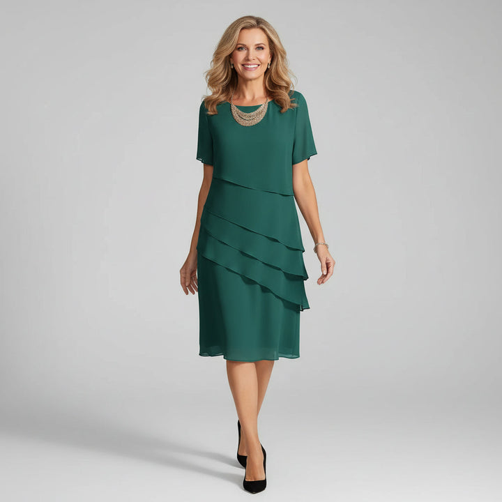 Noemi Beaumont Chiffon Wedding Guest Midi Dress