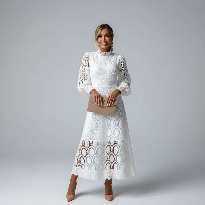 Amélie Rousseau Lace Wedding Guest Midi Dress