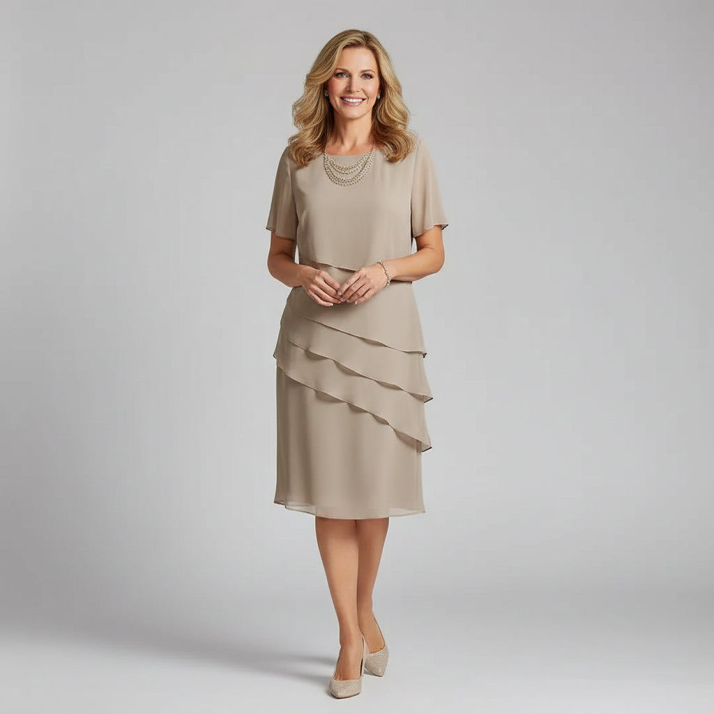 Noemi Beaumont Chiffon Wedding Guest Midi Dress