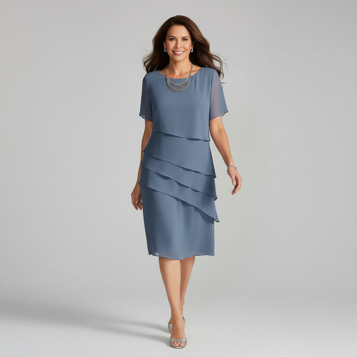 Noemi Beaumont Chiffon Wedding Guest Midi Dress