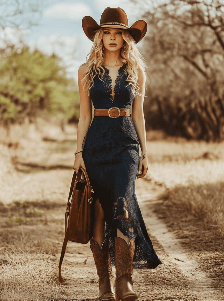 Luciana Fiorini Lace Midi Dress