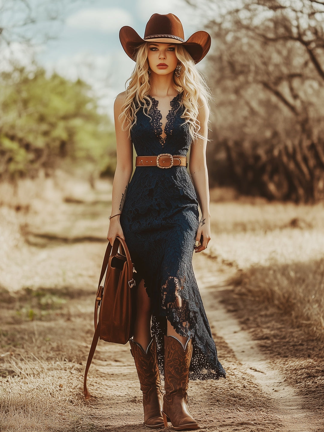 Luciana Fiorini Lace Midi Dress