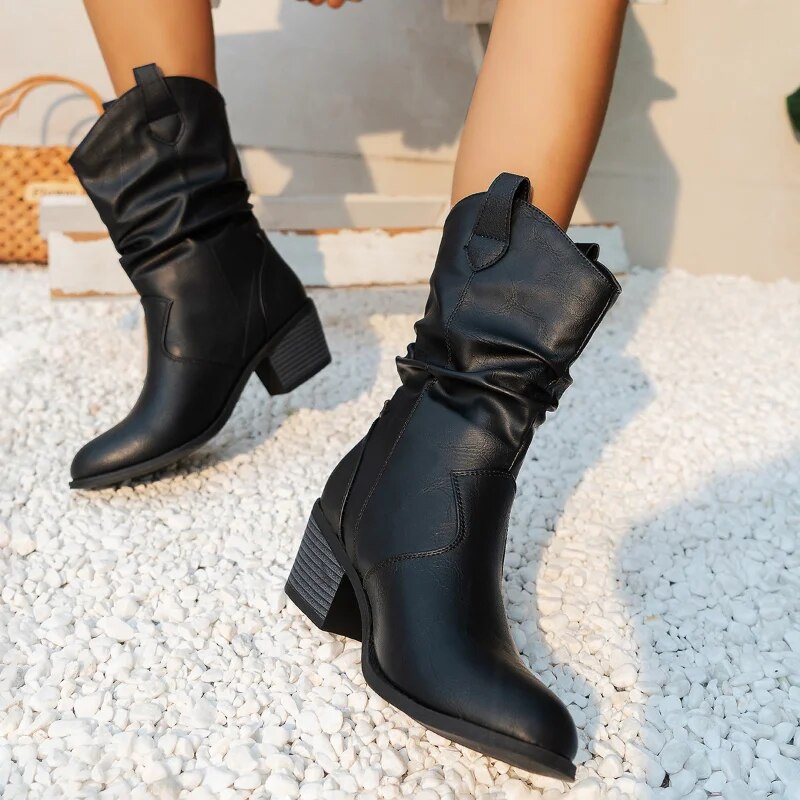 Billie Rhodes Slouch Vegan Leather Cowboy Boots