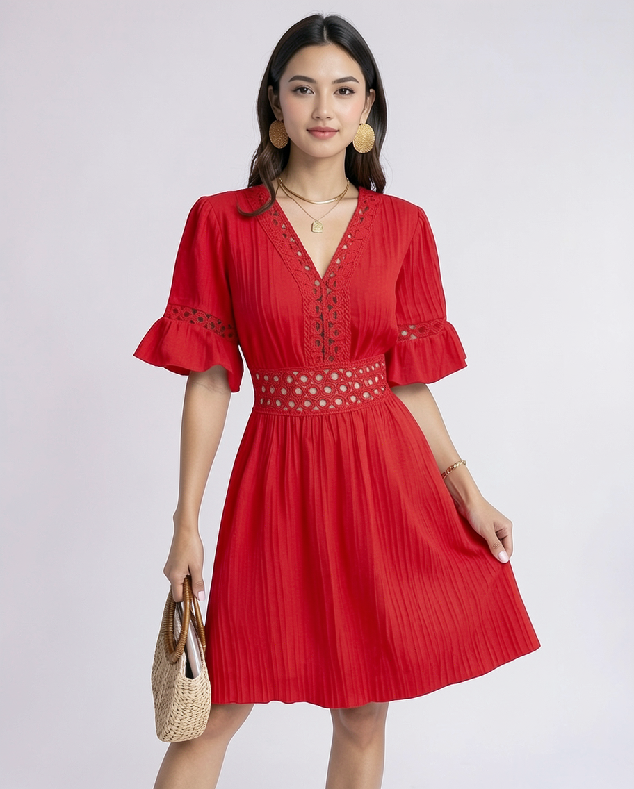 Luciana De Luca Summer V Neck Mini Dress