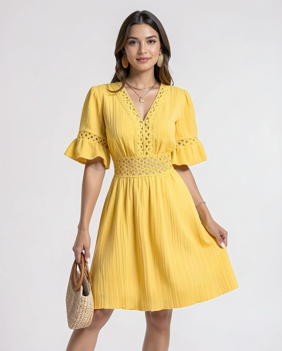 Luciana De Luca Summer V Neck Mini Dress