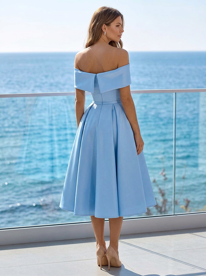 Elodie Renard Off Shoulder Midi Dress