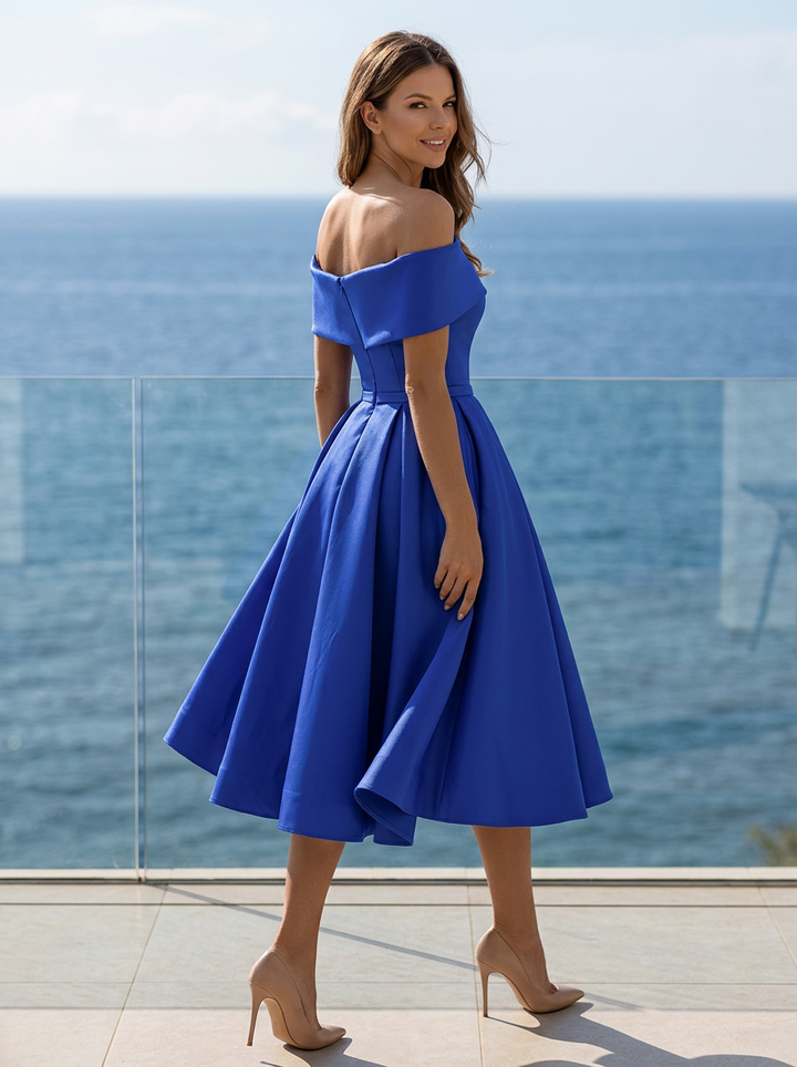Elodie Renard Off Shoulder Midi Dress