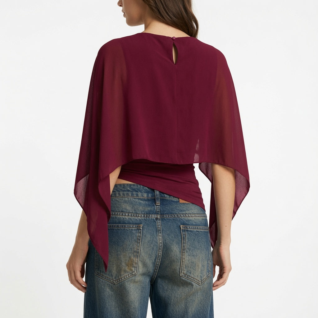 Aurora Vance - Cape Sleeve Blouse - Back to School Sophistication
