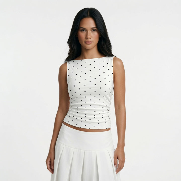 Naomi Pierce - Polka Dot Tie-Back Tank Top - Back to School Staple