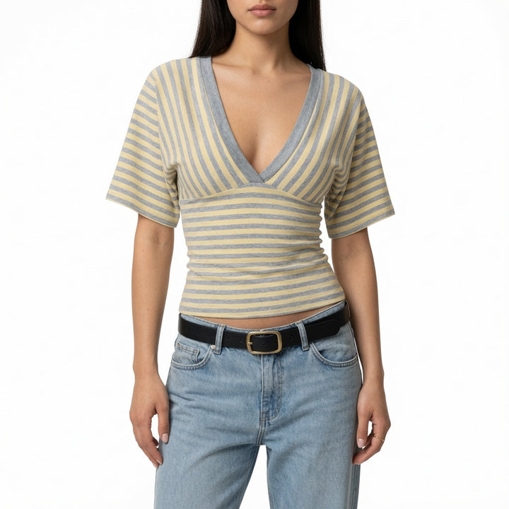 Jade Mercer - Striped Wrap Crop Top - Back to School Confidence