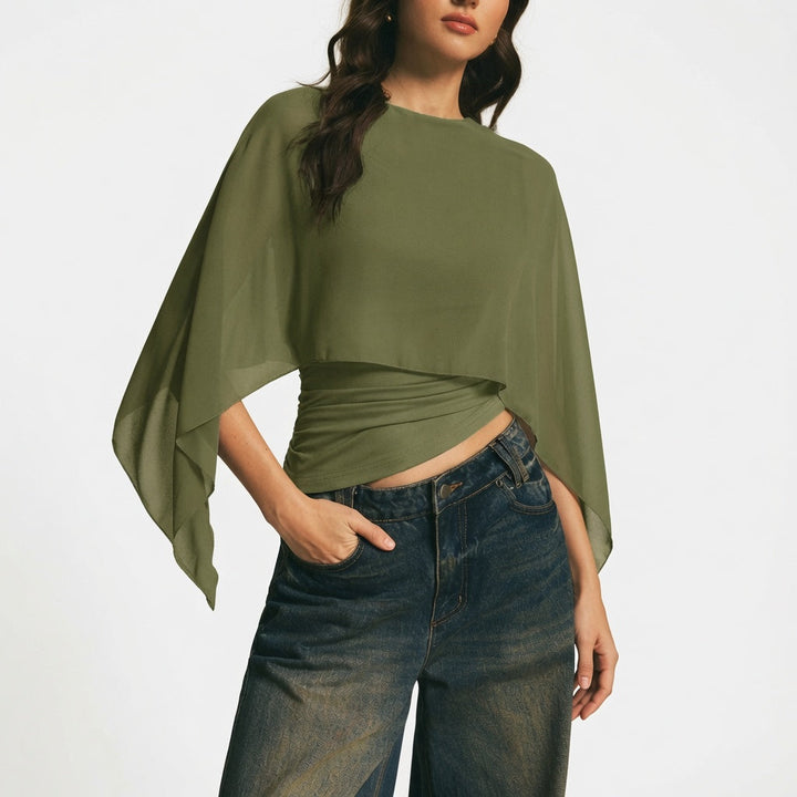 Aurora Vance - Cape Sleeve Blouse - Back to School Sophistication