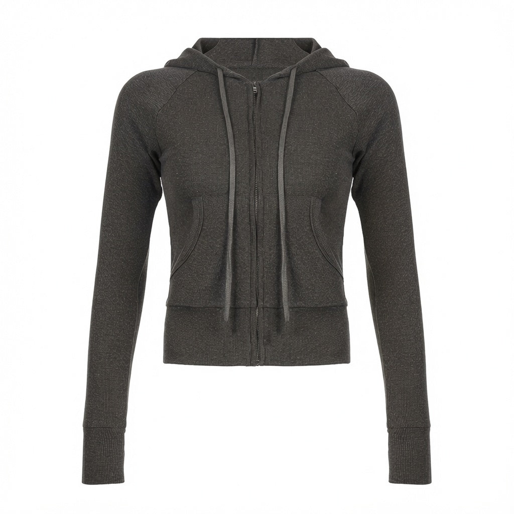 Reese Caldwell - Sculpted Ribbed Zip-Up Hoodie - Back to School Layer