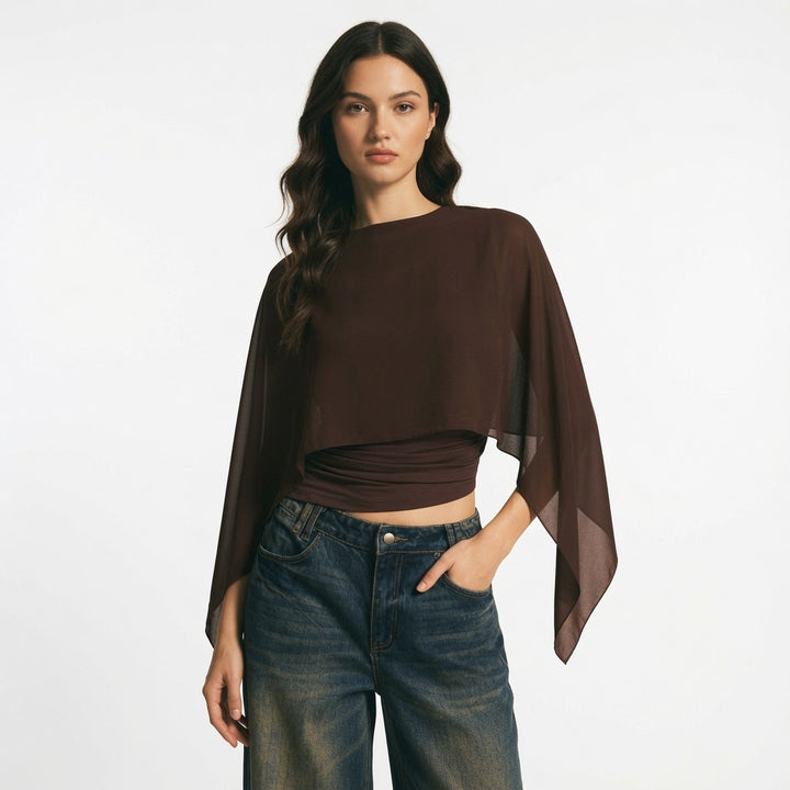 Aurora Vance - Cape Sleeve Blouse - Back to School Sophistication