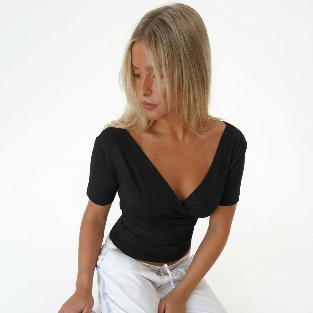 Vivian Cross - Cross V-Neck Wrap Top - Back to School Essential