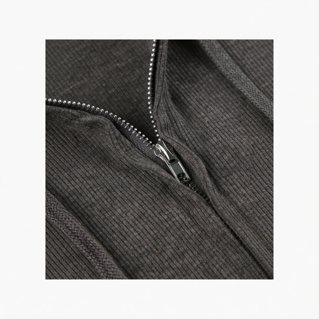 Reese Caldwell - Sculpted Ribbed Zip-Up Hoodie - Back to School Layer