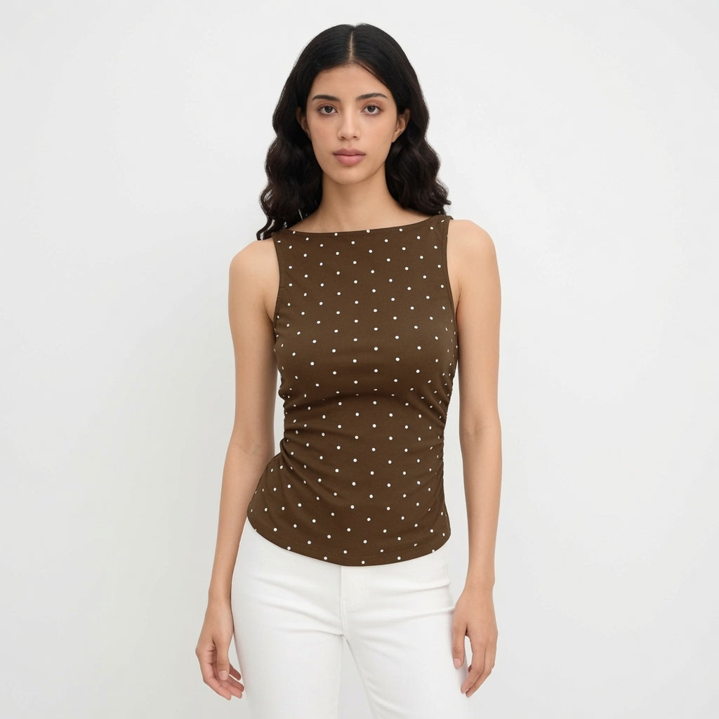 Naomi Pierce - Polka Dot Tie-Back Tank Top - Back to School Staple
