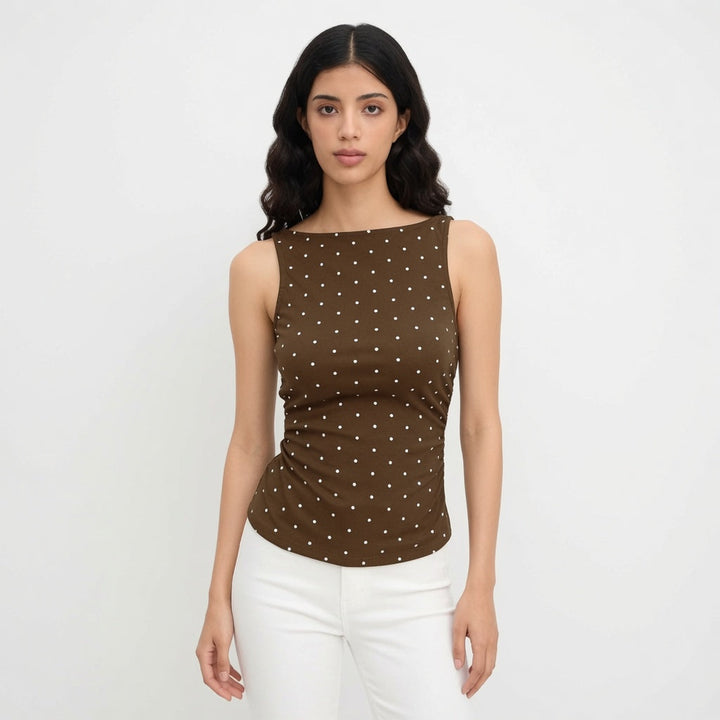 Naomi Pierce - Polka Dot Tie-Back Tank Top - Back to School Staple