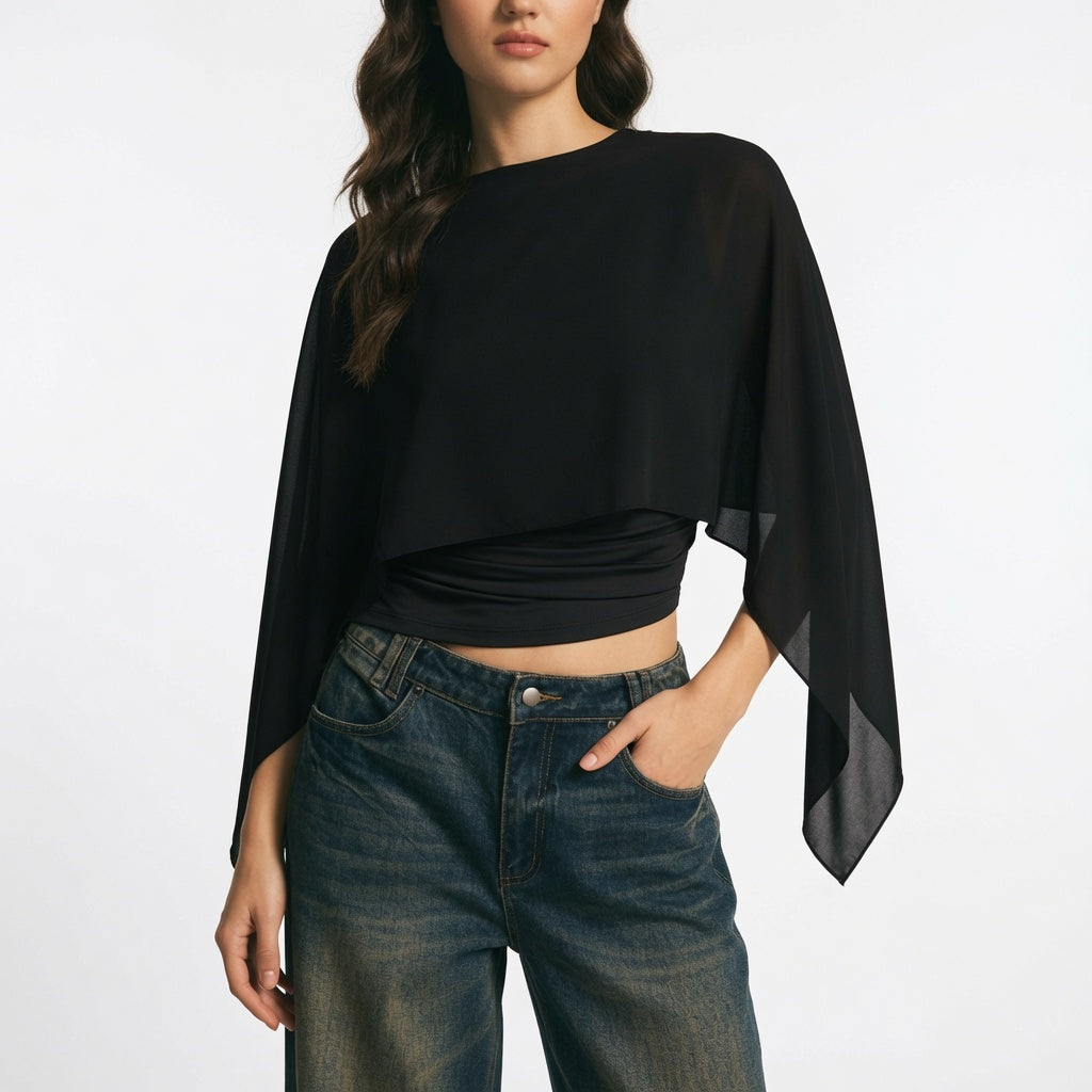 Aurora Vance - Cape Sleeve Blouse - Back to School Sophistication