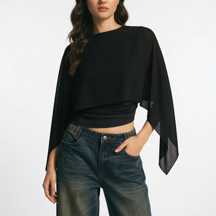 Aurora Vance - Cape Sleeve Blouse - Back to School Sophistication