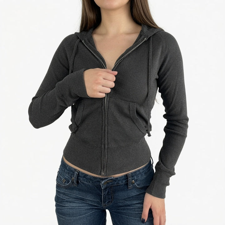 Reese Caldwell - Sculpted Ribbed Zip-Up Hoodie - Back to School Layer