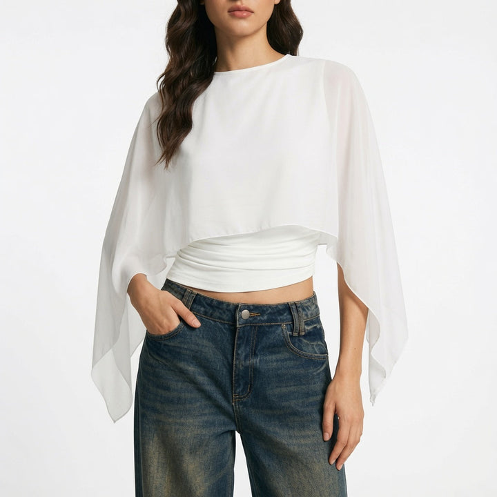 Aurora Vance - Cape Sleeve Blouse - Back to School Sophistication