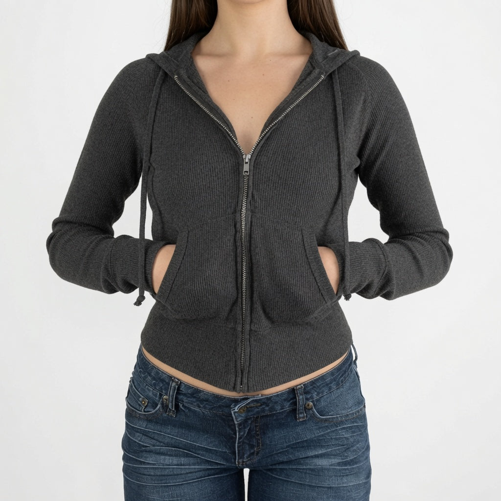Reese Caldwell - Sculpted Ribbed Zip-Up Hoodie - Back to School Layer