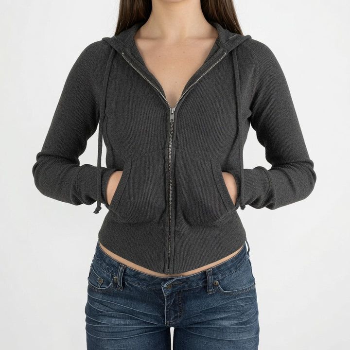 Reese Caldwell - Sculpted Ribbed Zip-Up Hoodie - Back to School Layer
