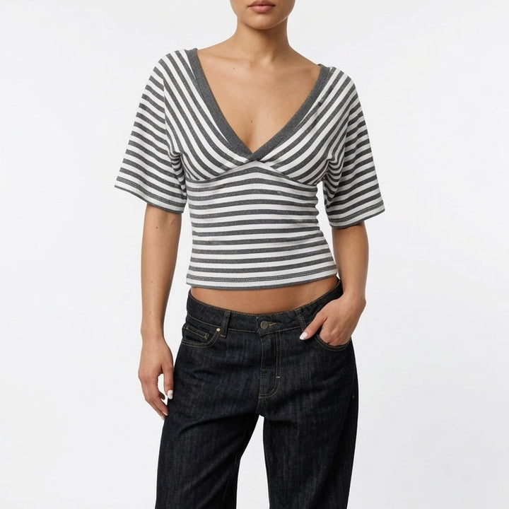 Jade Mercer - Striped Wrap Crop Top - Back to School Confidence