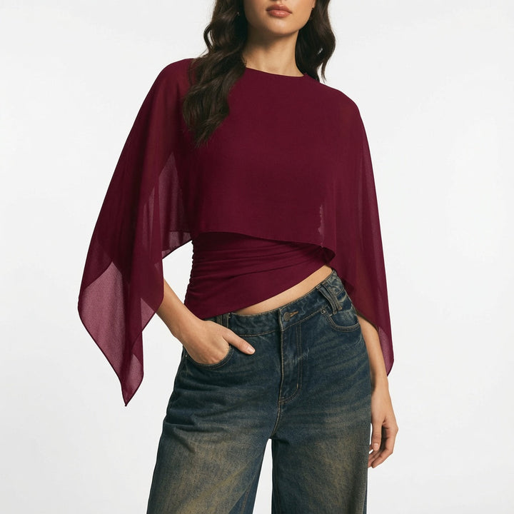 Aurora Vance - Cape Sleeve Blouse - Back to School Sophistication