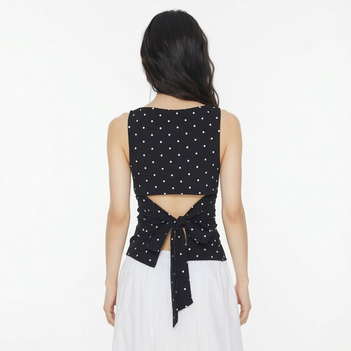 Naomi Pierce - Polka Dot Tie-Back Tank Top - Back to School Staple
