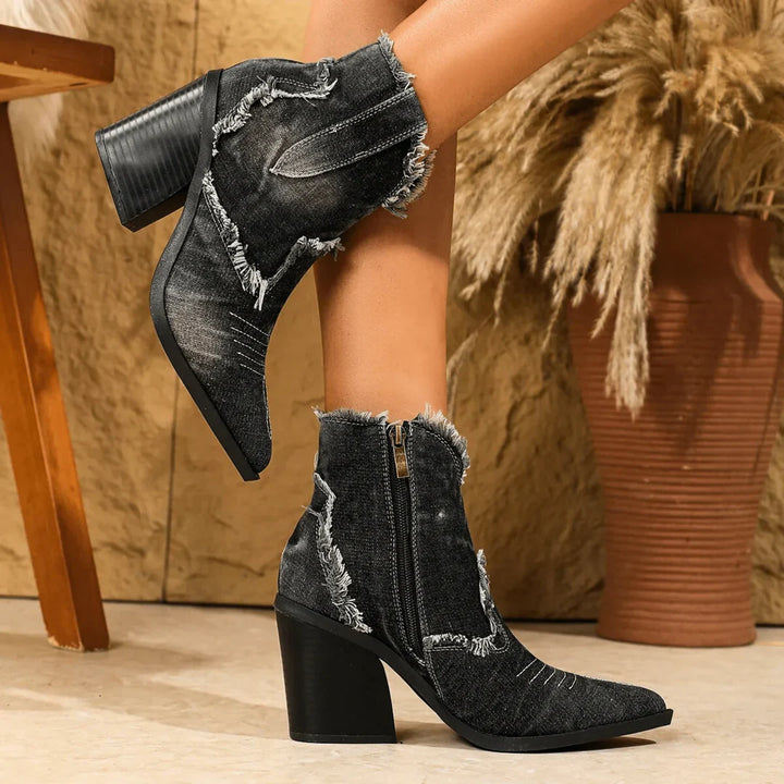 Remy Callahan Raw Edge Denim Cowboy Boots