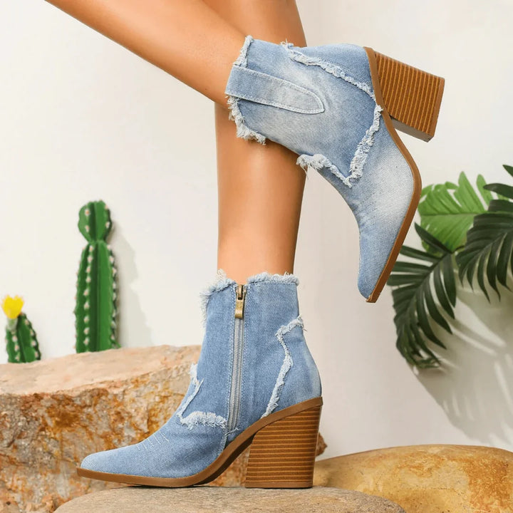 Remy Callahan Raw Edge Denim Cowboy Boots