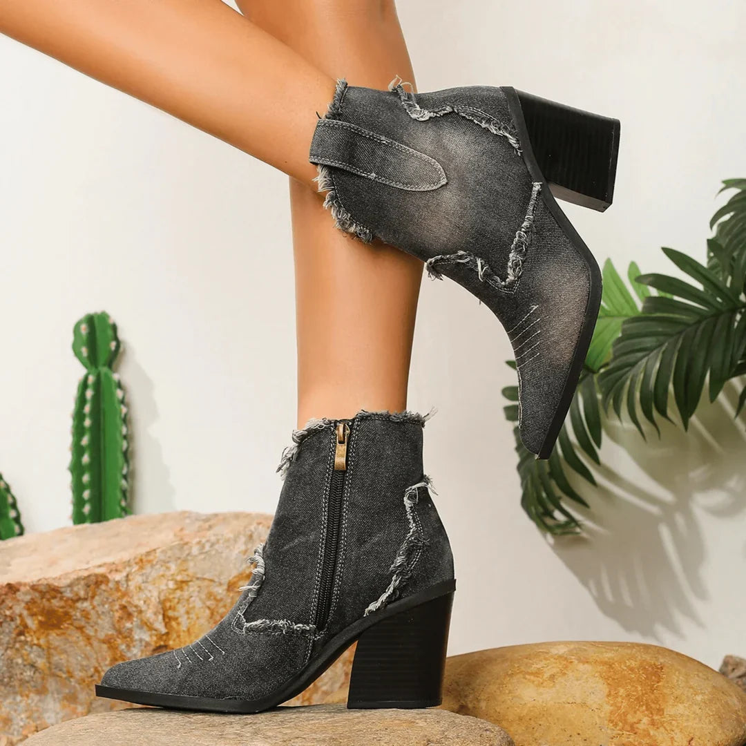 Remy Callahan Raw Edge Denim Cowboy Boots