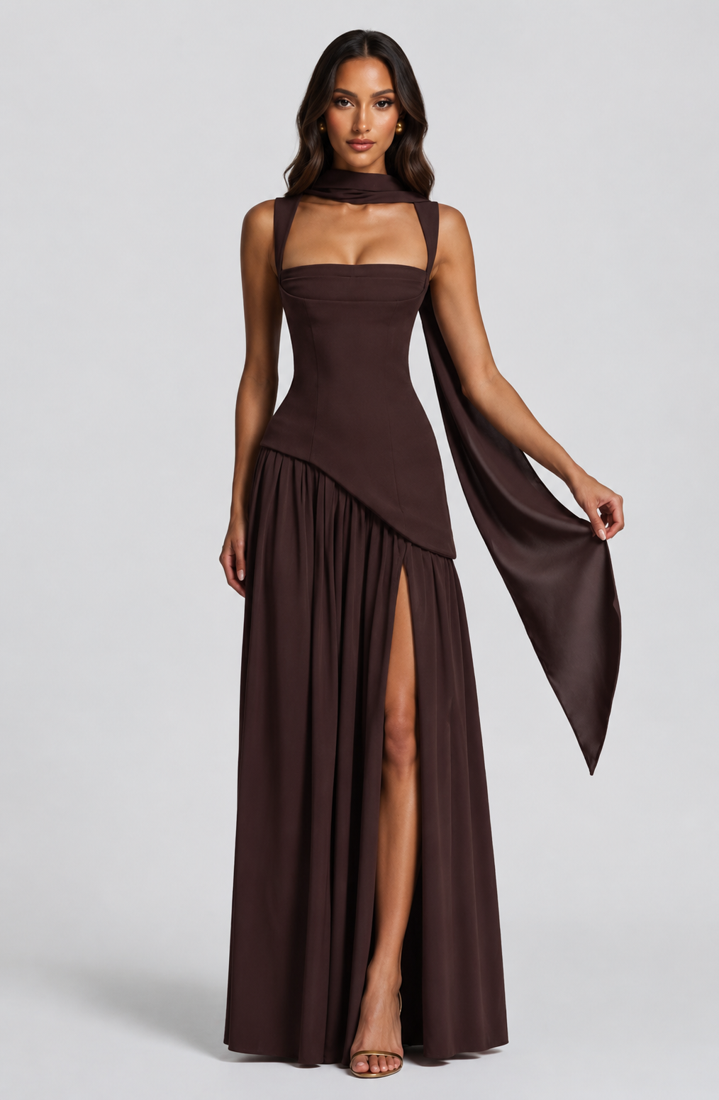 Madison Carter Corset Scarf Homecoming Dress